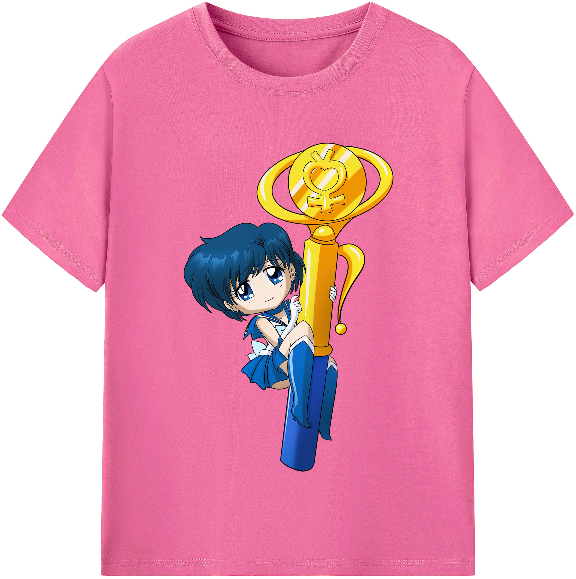 （画像用） 美少女戦士セーラームーン 水野 亜美 みずの あみ Sailor Moon Mizuno Ami レディースカジュアルプリントTシャツ（綿100％）